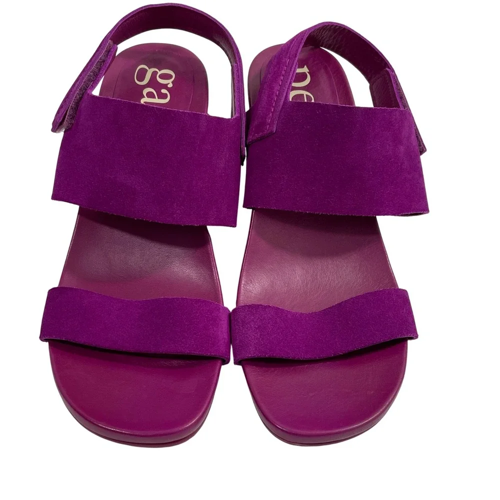 NWT Pedro Garcia Collins Purple Suede Slingback Block Heel Sandals Size 40 US 10